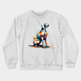 Weimaraner in Vibrant Splashed Paint Art Crewneck Sweatshirt